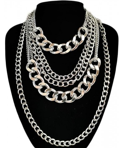 Punk Chain Chunky Necklaces for women Multilayer Collar Necklace Silver type s9 $10.19 Necklaces