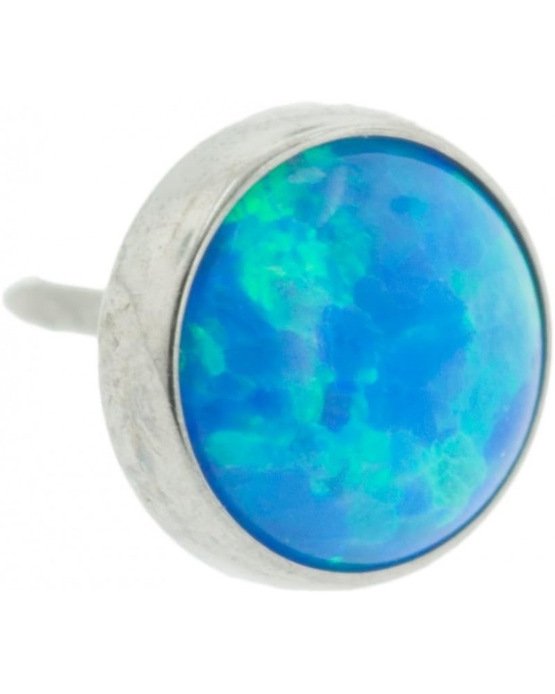 Threadless High Polish Titanium Synthetic Opal Cabochon End with 4mm Gem Capri Blue Opal $12.58 Body Jewelry