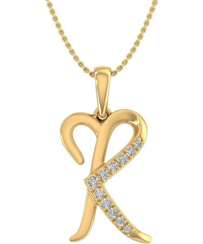 Diamond Initial Letter Pendant Necklace in 10K Yellow Gold (with Silver Chain) - IGI Certified R $52.20 Necklaces