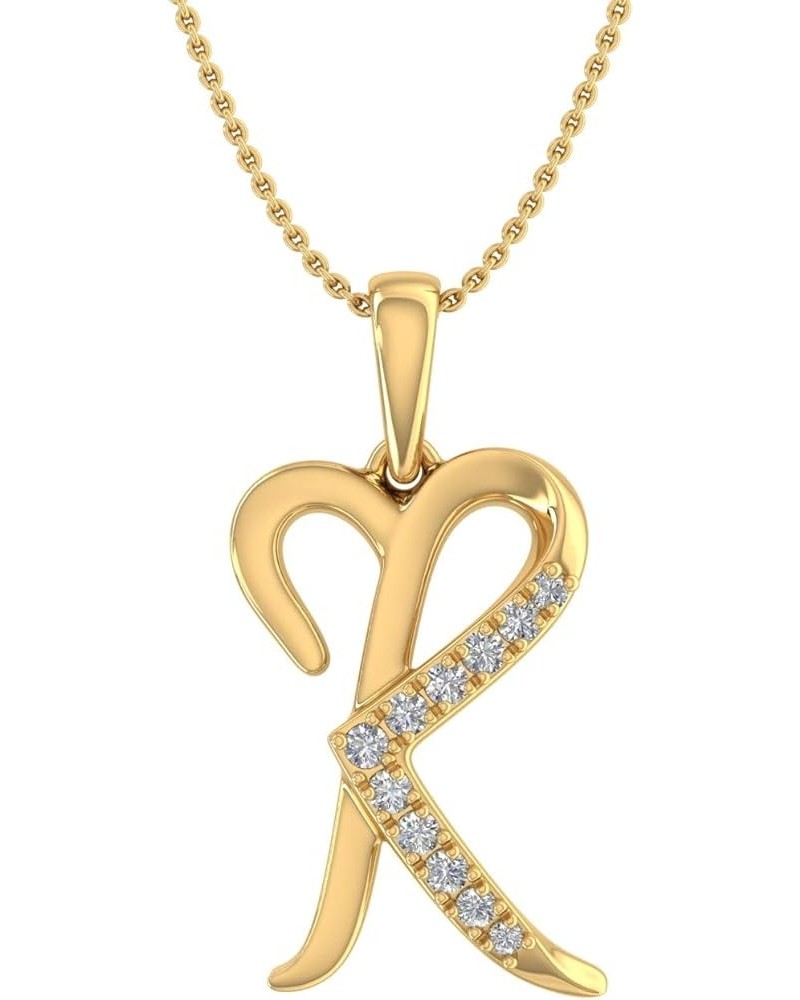 Diamond Initial Letter Pendant Necklace in 10K Yellow Gold (with Silver Chain) - IGI Certified R $52.20 Necklaces