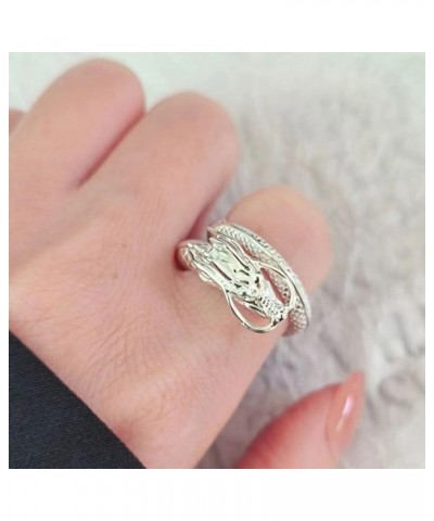 Vintage Dragon Statement Stackable Ring for Women Girls Adjustable Silver Plated Knuckle Open Band Rings Stacking Expandable ...