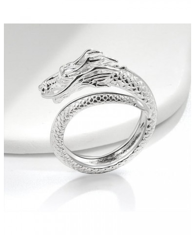 Vintage Dragon Statement Stackable Ring for Women Girls Adjustable Silver Plated Knuckle Open Band Rings Stacking Expandable ...