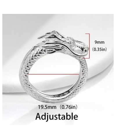 Vintage Dragon Statement Stackable Ring for Women Girls Adjustable Silver Plated Knuckle Open Band Rings Stacking Expandable ...