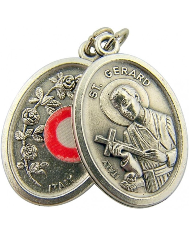 Silver Toned Base Catholic Saint 3rd Class Piece of Cloth Relic Medal, 1 Inch Saint Gerard $9.94 Pendants