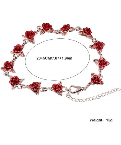 Bracelet Gold Color Chain Link Rose Enamel Rose With Red Jewelry Bracelets Snzg09 Silver $7.62 Bracelets