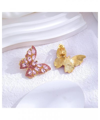 Butterfly Gold Clip on Earrings Statement Rhinestone Crystal Sparkly Clip on Earrings for Women Teen Girls Hypoallergenic Non...