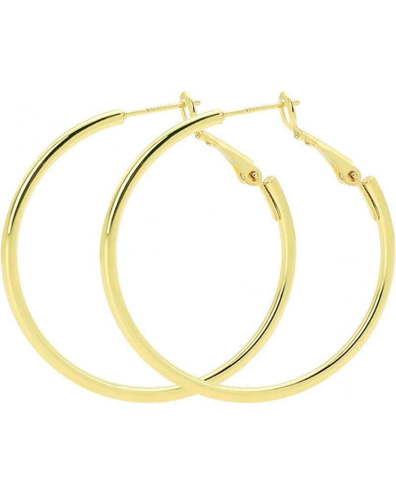 925 Sterling Silver Hoop Earrings,18K Gold Plated Polished Round Hoop Earrings For Women,Girls' Gifts GOLD-1.57in $8.24 Earrings