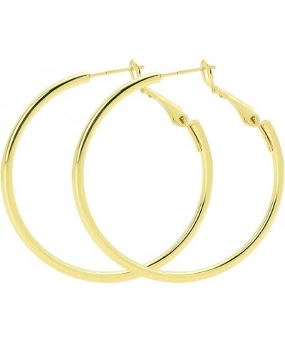 925 Sterling Silver Hoop Earrings,18K Gold Plated Polished Round Hoop Earrings For Women,Girls' Gifts GOLD-1.57in $8.24 Earrings