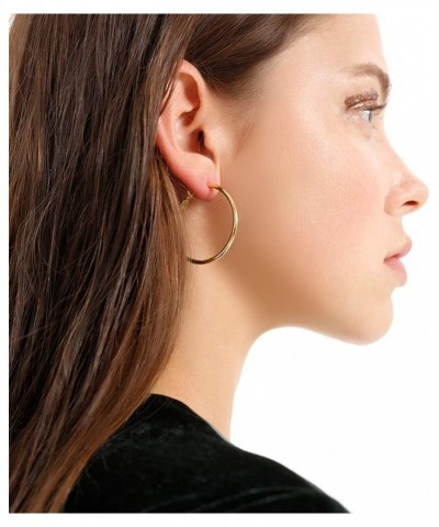 925 Sterling Silver Hoop Earrings,18K Gold Plated Polished Round Hoop Earrings For Women,Girls' Gifts GOLD-1.57in $8.24 Earrings