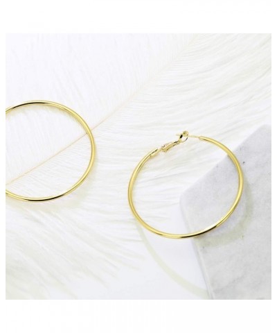 925 Sterling Silver Hoop Earrings,18K Gold Plated Polished Round Hoop Earrings For Women,Girls' Gifts GOLD-1.57in $8.24 Earrings