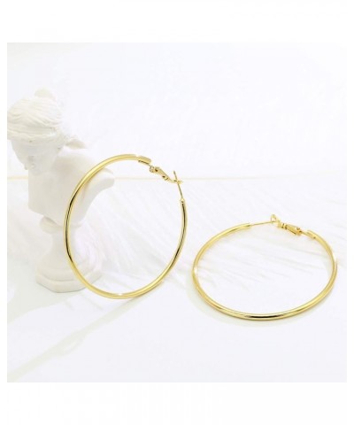 925 Sterling Silver Hoop Earrings,18K Gold Plated Polished Round Hoop Earrings For Women,Girls' Gifts GOLD-1.57in $8.24 Earrings