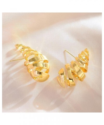 Chunky Gold Earrings Lightweight Teardrop Hoops Earrings Spiral Waterdrop Earrings for Women Trendy Fashion Jewelry Gifts Gol...