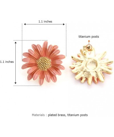 Daisy Flower Drop Earrings Dogwood Petal Big Flower Earrings for Girls Women Pink $14.70 Earrings