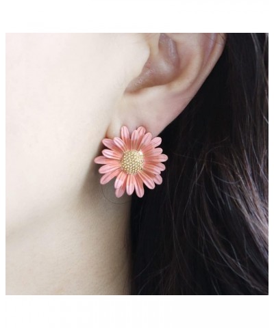 Daisy Flower Drop Earrings Dogwood Petal Big Flower Earrings for Girls Women Pink $14.70 Earrings