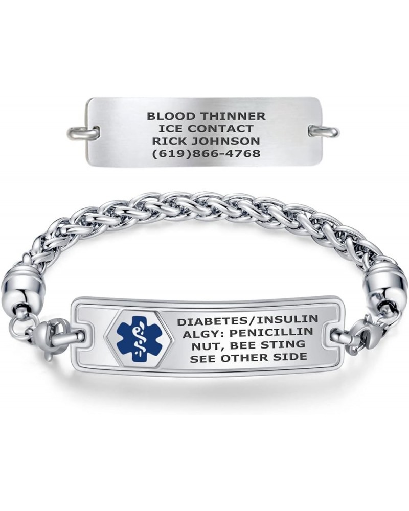 Custom Engraved Medical Alert Bracelets for Women, Stainless Steel Medical Bracelet, Medical ID Bracelet w/Free Engraving – C...