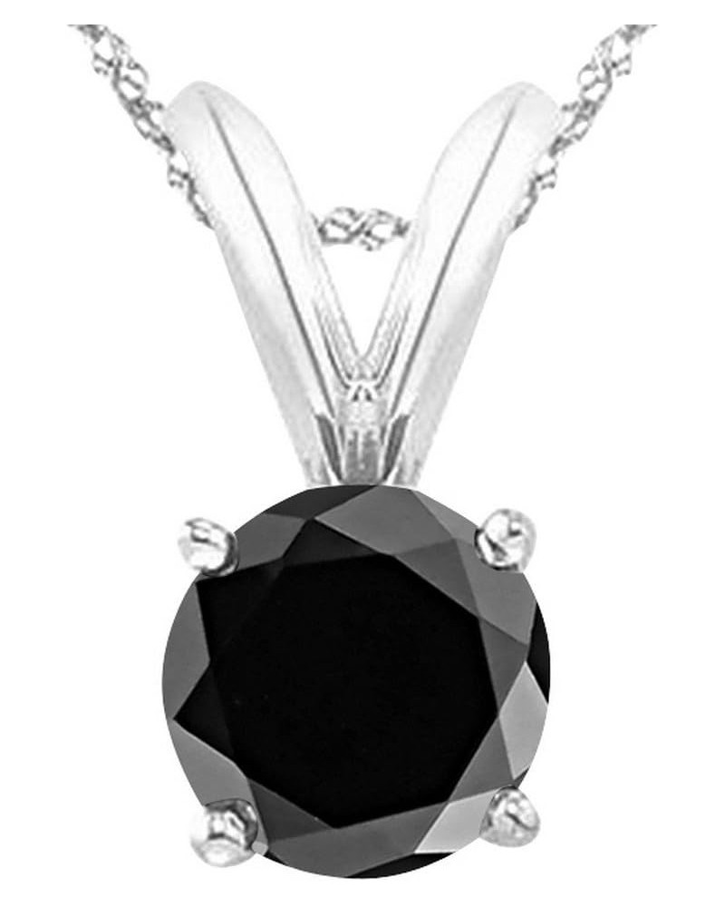 1/2-5 Carat Round Black Diamond 4 Prong Pendant Necklace (AAA Quality) W/ 16" Silver Chain 0.71 Carat black $249.78 Necklaces