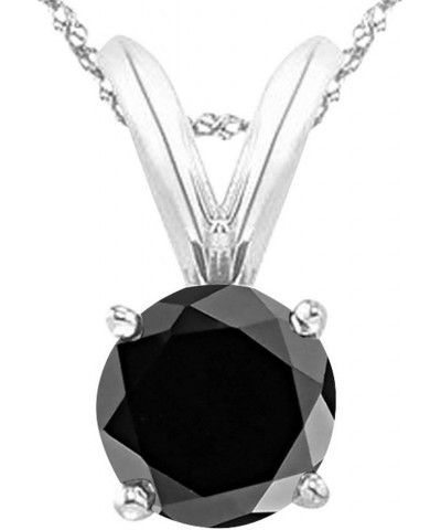 1/2-5 Carat Round Black Diamond 4 Prong Pendant Necklace (AAA Quality) W/ 16" Silver Chain 0.71 Carat black $249.78 Necklaces