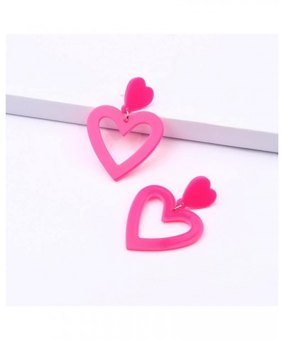 Heart Dangle Earrings for Women Hot Love Earrings Trendy Pink Heart Earrings Acrylic Love Heart Dangle Earrings Triple Heart ...