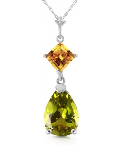 14k Yellow, White, Rose Gold Natural Citrine and Peridot Drop Pendant Necklace White Gold 22.0 Inches $99.72 Necklaces