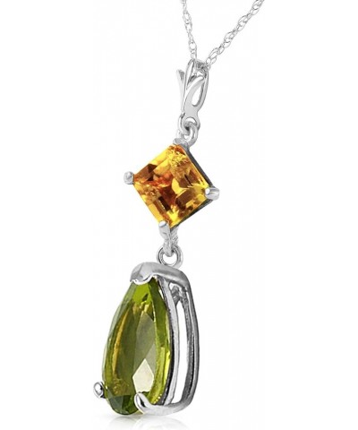 14k Yellow, White, Rose Gold Natural Citrine and Peridot Drop Pendant Necklace White Gold 22.0 Inches $99.72 Necklaces