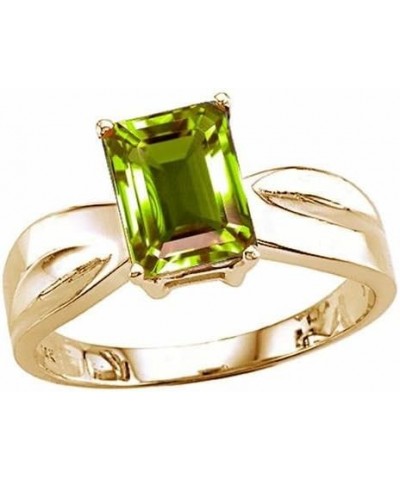 Solid 14k White Gold Contemporary Modern Emerald Cut Octagon Solitaire Engagement Promise Ring Peridot $192.59 Rings