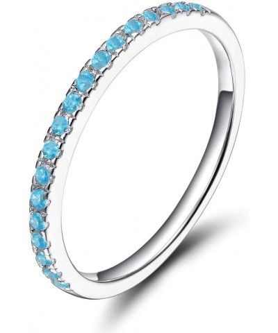 CZ Wedding Band for Women 925 Sterling Silver Half Eternity Stackable Ring Size 3-13 sterling silver-blue $9.84 Rings