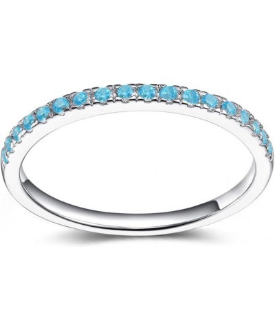 CZ Wedding Band for Women 925 Sterling Silver Half Eternity Stackable Ring Size 3-13 sterling silver-blue $9.84 Rings