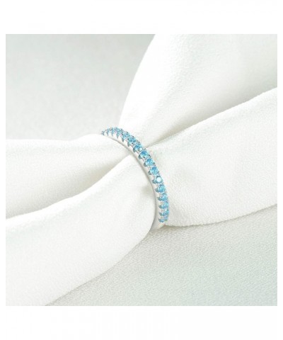 CZ Wedding Band for Women 925 Sterling Silver Half Eternity Stackable Ring Size 3-13 sterling silver-blue $9.84 Rings