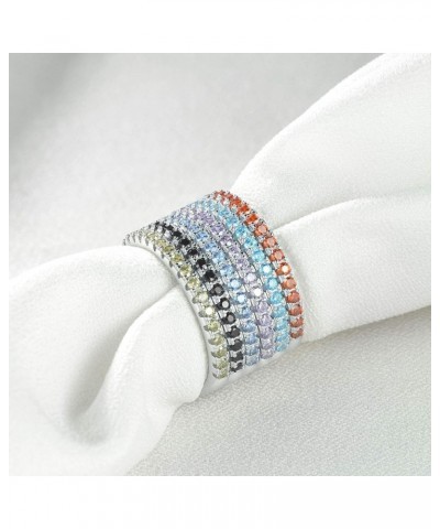 CZ Wedding Band for Women 925 Sterling Silver Half Eternity Stackable Ring Size 3-13 sterling silver-blue $9.84 Rings