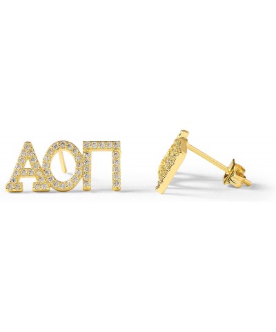 Alpha Omicron Pi Earrings — AOP 18K Gold Plated Sorority Gifts Earrings, Long-Lasting Alpha Omicron Pi Gifts for Women $11.39...