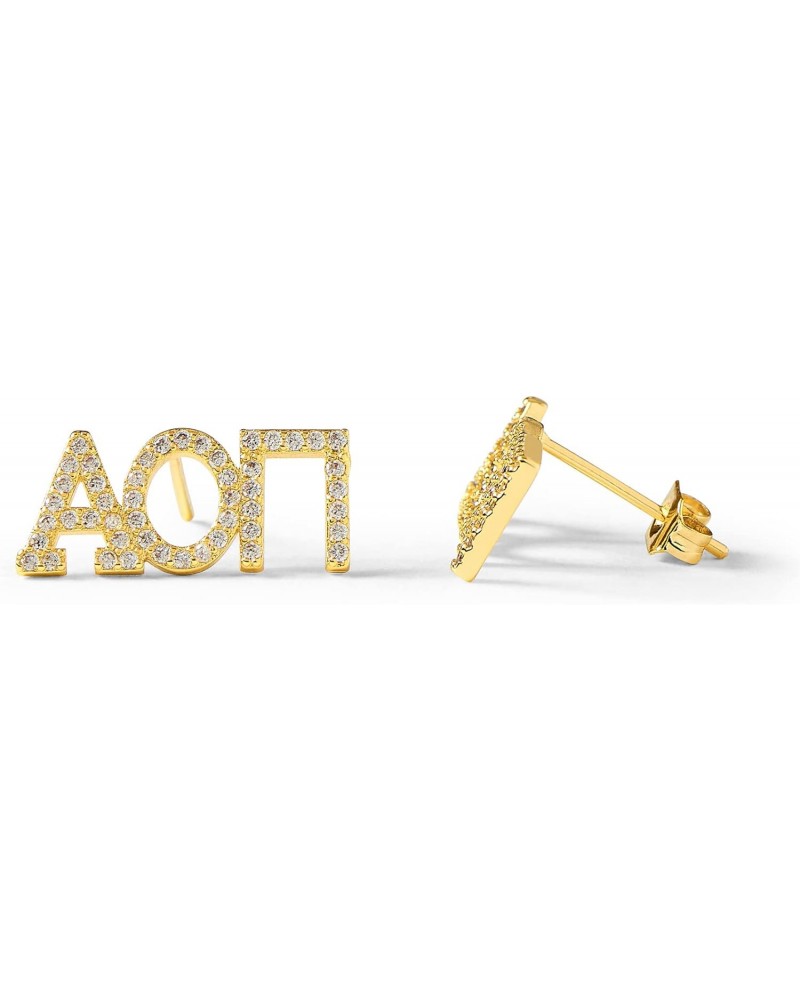 Alpha Omicron Pi Earrings — AOP 18K Gold Plated Sorority Gifts Earrings, Long-Lasting Alpha Omicron Pi Gifts for Women $11.39...