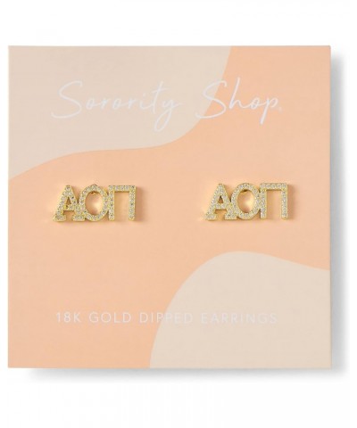 Alpha Omicron Pi Earrings — AOP 18K Gold Plated Sorority Gifts Earrings, Long-Lasting Alpha Omicron Pi Gifts for Women $11.39...