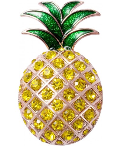 Crystal Pineapple Pin Brooch for Women Green Enamel Rose Gold Tone Retro Pin Brooch $8.99 Brooches & Pins