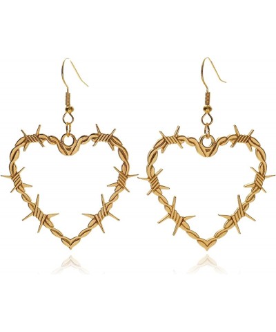 Gothic Heart Dangle Earrings Barbed Wire Earrings Creepy Earrings Punk Funny Earrings Jewelry for Women Teen Girls Style B Go...