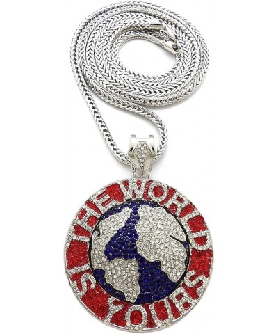 The World is Yours Metal Pendant with Franco Necklace SILVER COLOR WITH RED 36 FR $24.72 Necklaces