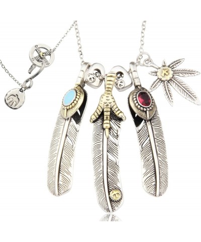 925 Silver Plated Vintage Feather Pendant Necklace For Men Women Native Americans Style Eagle Feather Jewelry Gifts Three Fea...