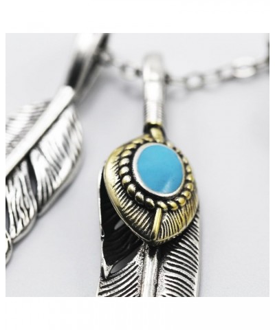 925 Silver Plated Vintage Feather Pendant Necklace For Men Women Native Americans Style Eagle Feather Jewelry Gifts Three Fea...