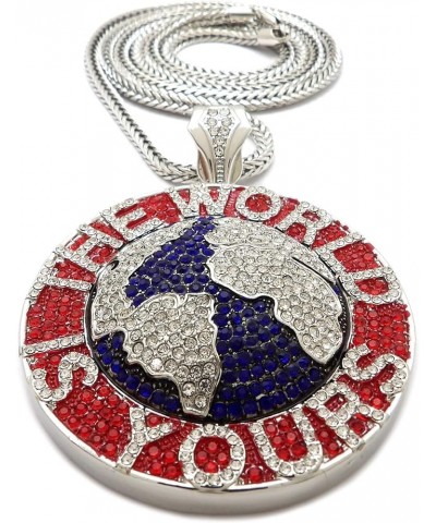 The World is Yours Metal Pendant with Franco Necklace SILVER COLOR WITH RED 36 FR $24.72 Necklaces