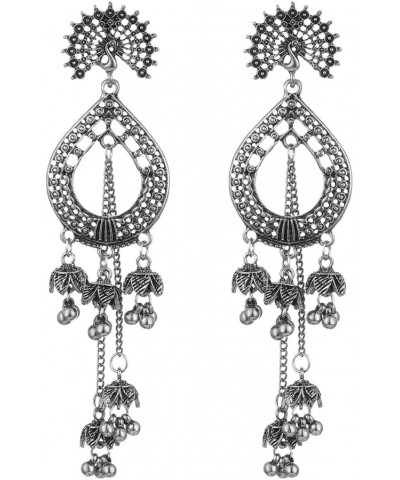 Boho Jhumka Jhumki Tassel Dangle Statement Earrings for Women Girl Bohemian Peacock Long Bell Beads Ball Earring Indian Ethni...