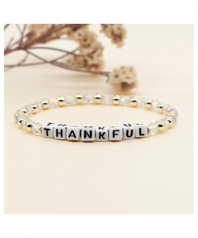 Inspired Little Word Stone Beaded Stretch Bracelets for Women Teen Girls Trendy Boho Love Letter Stackable Natural Gemstone B...