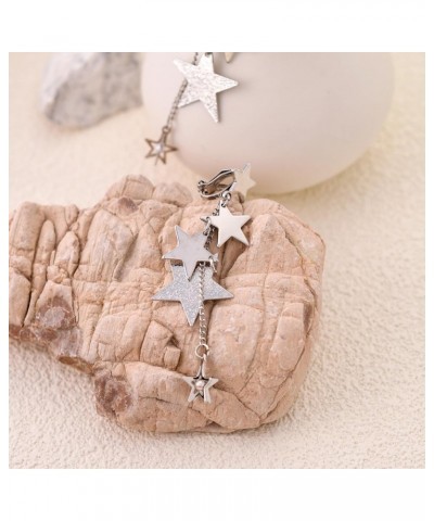 Star Dangle Silver Earrings for Women Trendy Clip On Statement Star Earrings Hypoallergenic Gold Plated Earrings Jewelry Gift...