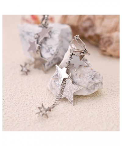 Star Dangle Silver Earrings for Women Trendy Clip On Statement Star Earrings Hypoallergenic Gold Plated Earrings Jewelry Gift...