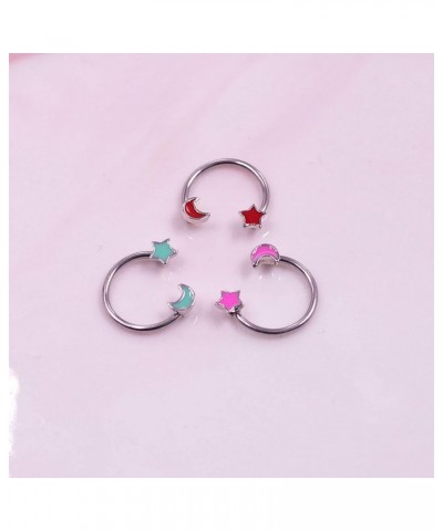 16G Septum Rings Skull Nose Ring Hoop,Star and Heart CZ Cartilage Earring Hoop 316L Stainless Steel Helix Earrings Daith Earr...