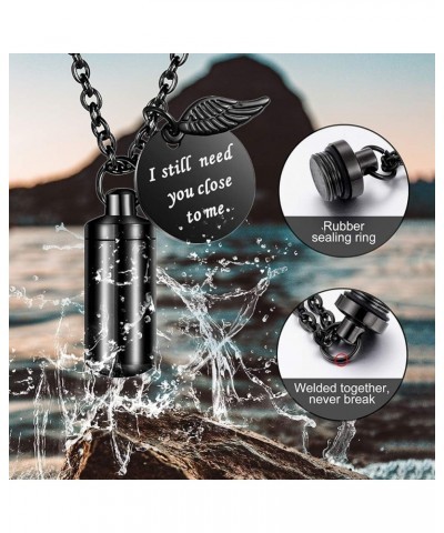 Cylinder Cremation Jewelry Urn Necklace for Ashes Memorial Ashes Necklace with Angel Wing Charm Memorial Keepsake for Pet Hum...