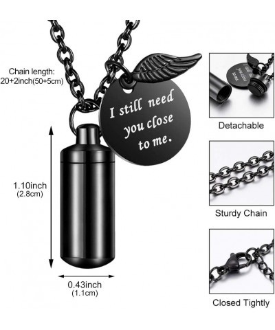 Cylinder Cremation Jewelry Urn Necklace for Ashes Memorial Ashes Necklace with Angel Wing Charm Memorial Keepsake for Pet Hum...