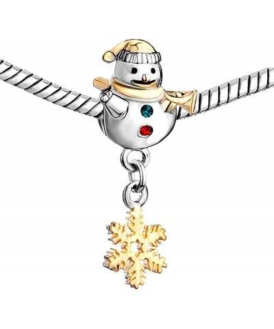 Snowflake Charm Compatible with Pandora Charm Bracelet Women Girls Family Snowflakes Snowman Reindeer Silver Dangle CZ XMAS S...