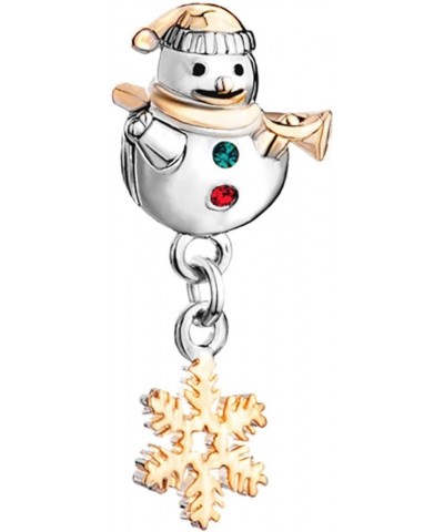 Snowflake Charm Compatible with Pandora Charm Bracelet Women Girls Family Snowflakes Snowman Reindeer Silver Dangle CZ XMAS S...