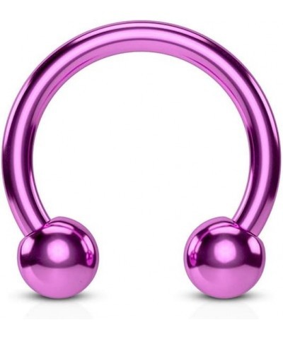 Horseshoe/Circular barbells Titanium IP over 316L Surgical Stainless Steel 10GA, Length: 12mm, Ball: 6mm, Purple $10.02 Body ...