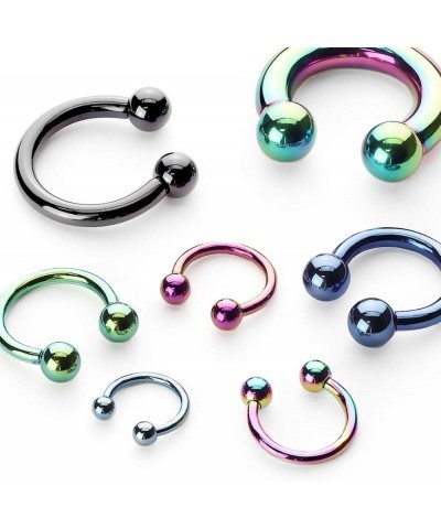 Horseshoe/Circular barbells Titanium IP over 316L Surgical Stainless Steel 10GA, Length: 12mm, Ball: 6mm, Purple $10.02 Body ...