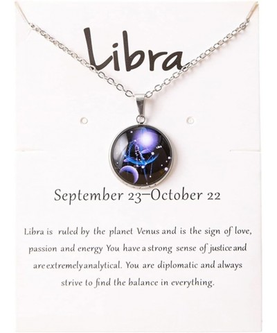 Zodiac Necklace for Women 12 Constellation Pendant Necklaces Silver Zodiac Sign Necklace for Men U:Libra $5.60 Necklaces